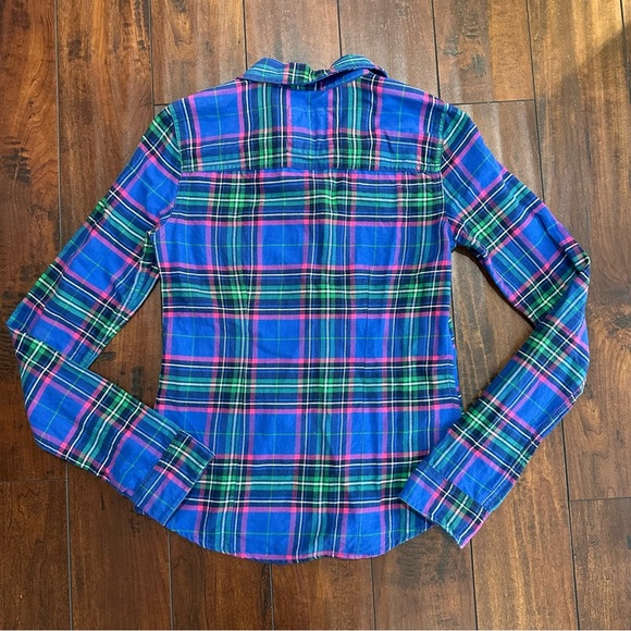 Abercrombie & Fitch Blue Plaid Flannel Button Down Sz XS - Picture 2 of 4